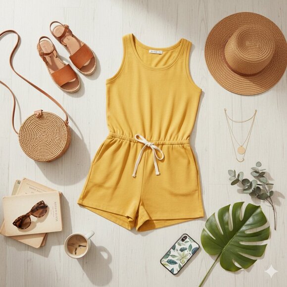 Old Navy French Terry Drawstring Sleeveless Romper - Small - Picture 8 of 8